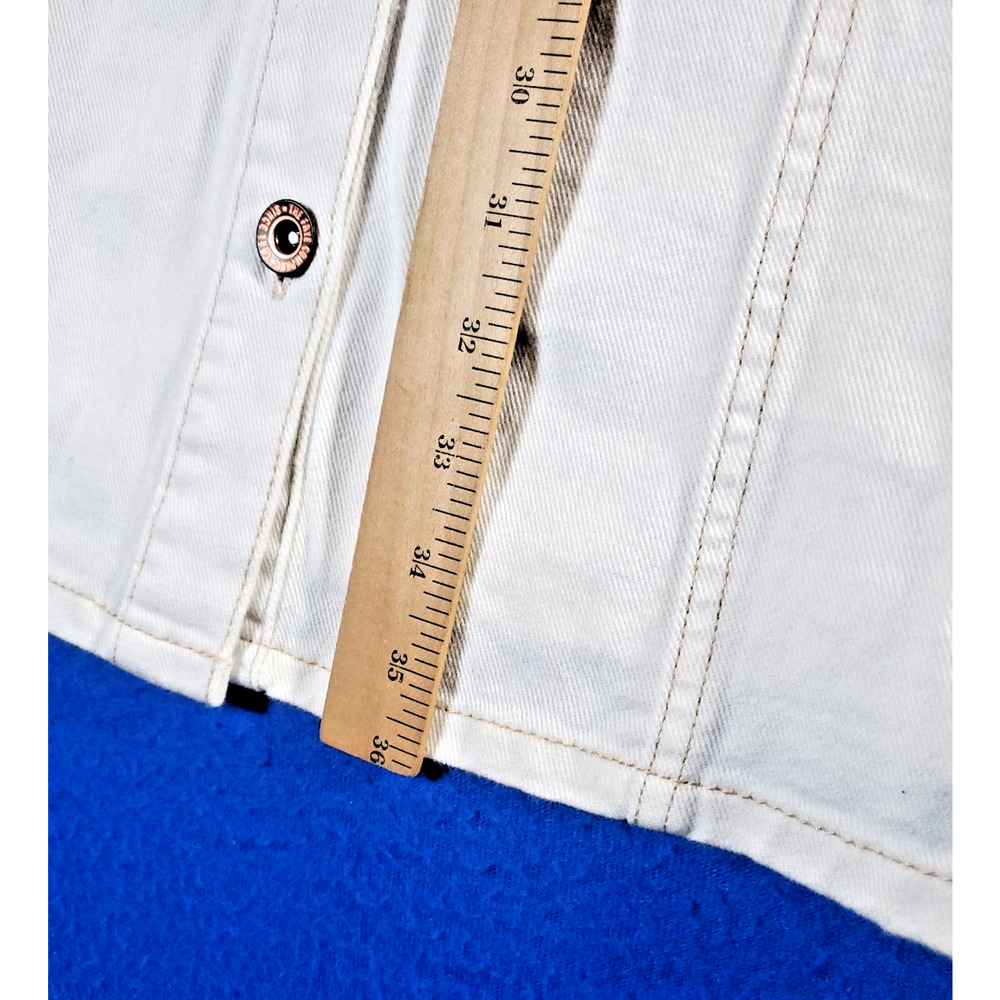 Frye Shirt Dress Women's Large White Denim Long Sleeve ButtonFront Tunic Pockets - Picture 8 of 16